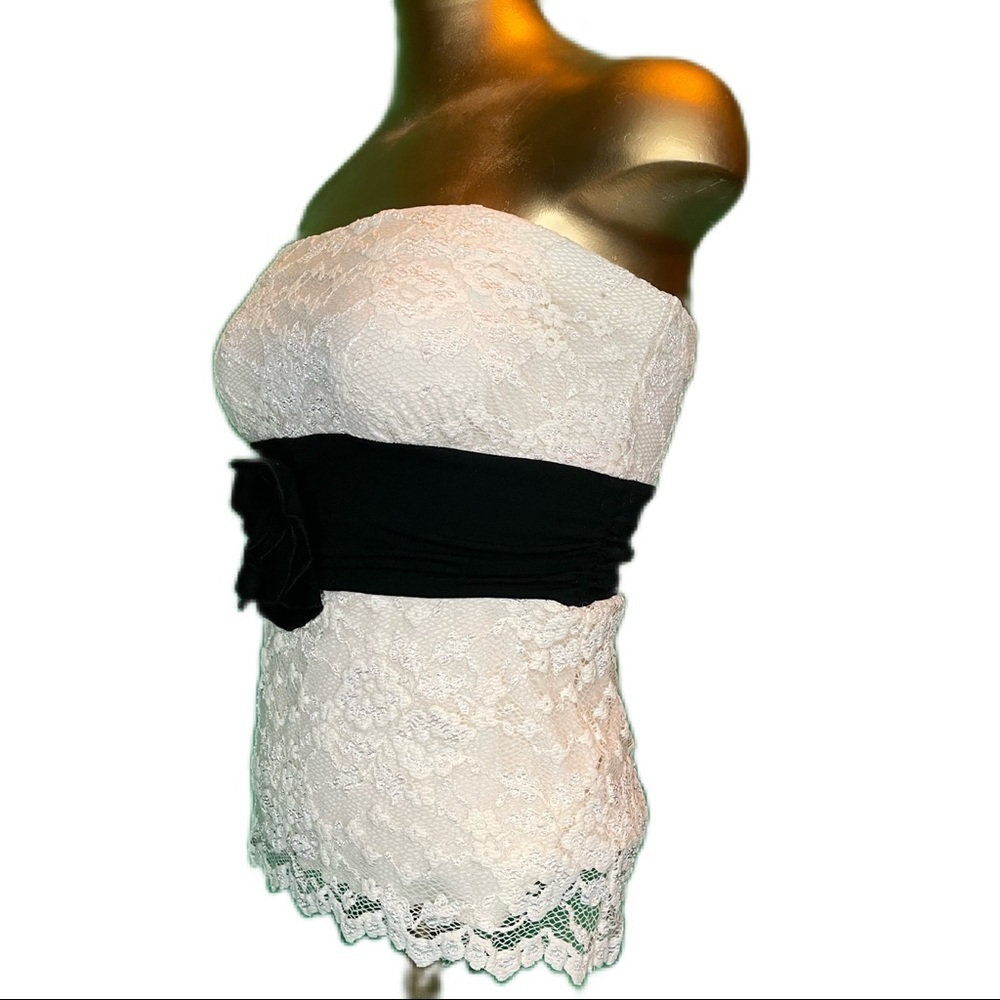 Vintage Strapless Top Bridal Lace Romantic Victorian Regency Blouse Shirt